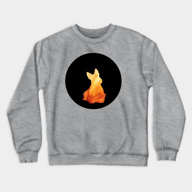 Scottish Terrier - Fiery Orange Silhouette Crewneck Sweatshirt by SophieStockArt